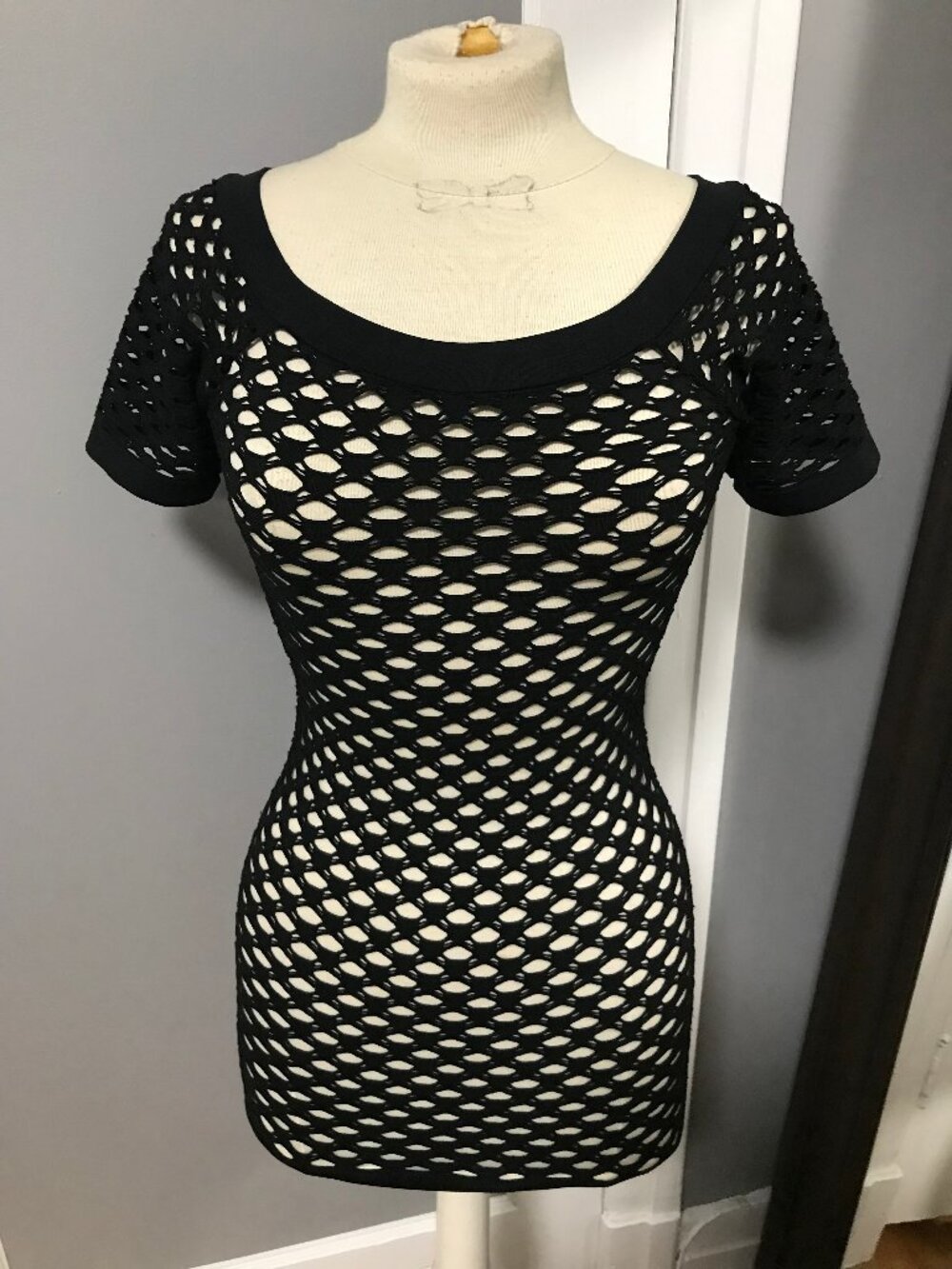 Y2K Goth Punk Emo Black Fishnet Top Shirt SMALL MEDIUM Candy Couture